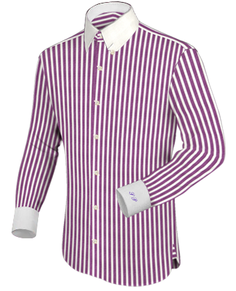 Hombre Camisas Mao Cruzada with Hidden Button