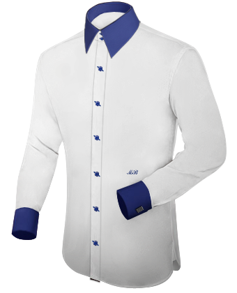 parque Disfraz Algebraico Camisa Azul Lisa Con Cuello Y Puños Blancos