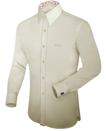 Camisas Cuadros Hombre Verde Y Blanco with French Collar 1 Button